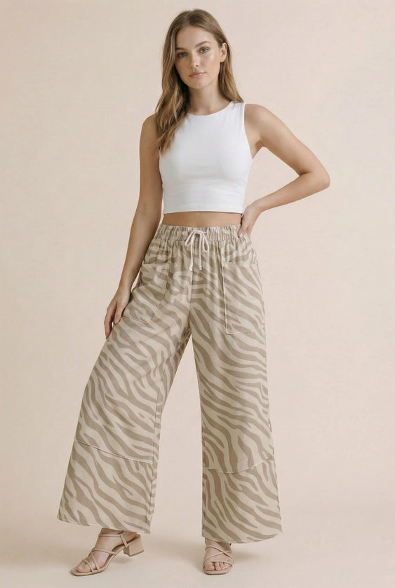 BOMBOM - Zebra Wide Leg Pant