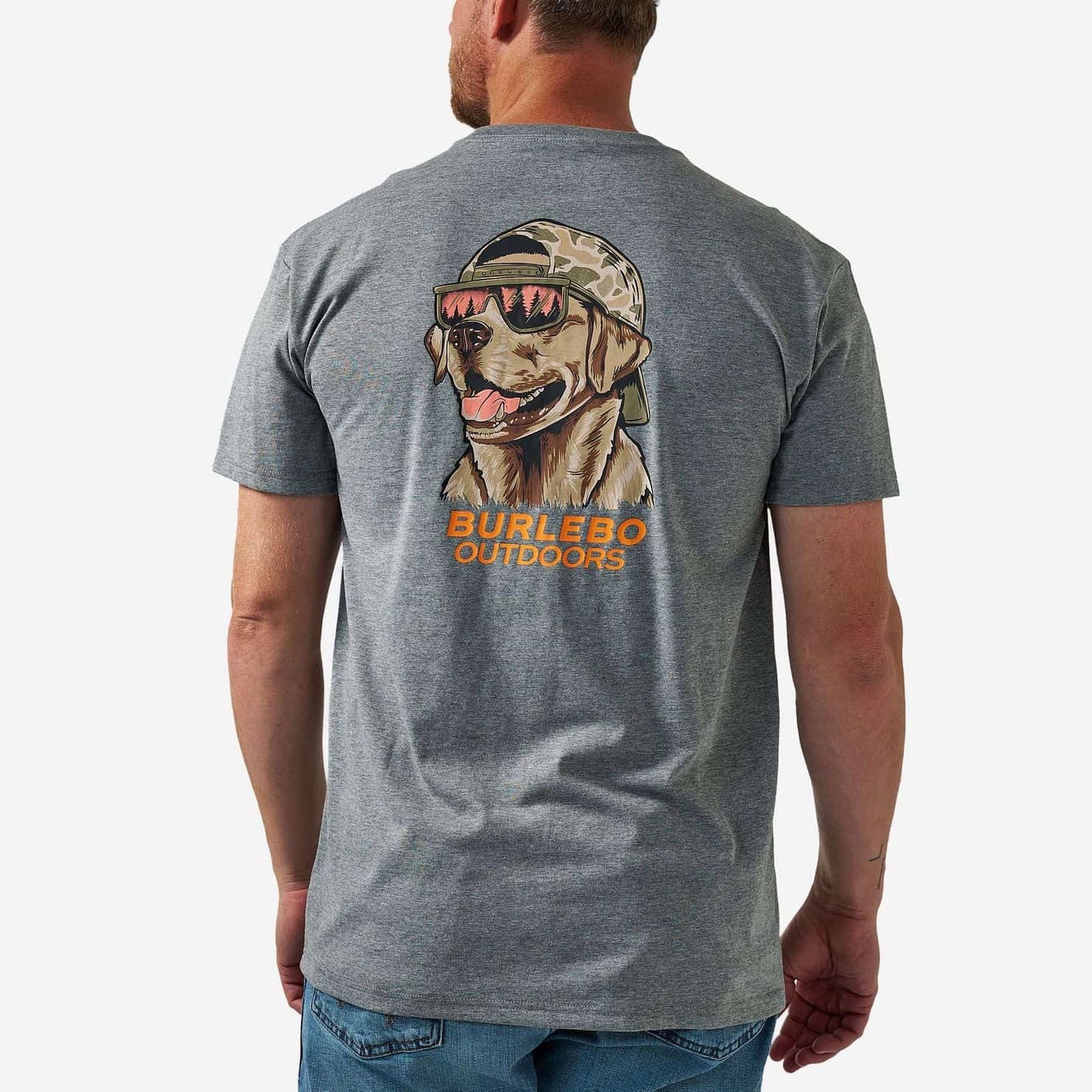 BURLEBO - Short Sleeve Tee - Mallard Camo Dog - Dark Heather Grey