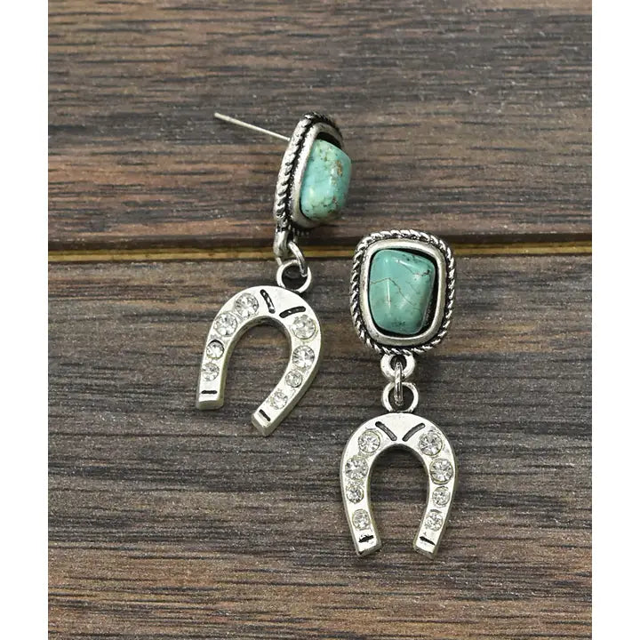 Horseshoe Crystal Post Earrings