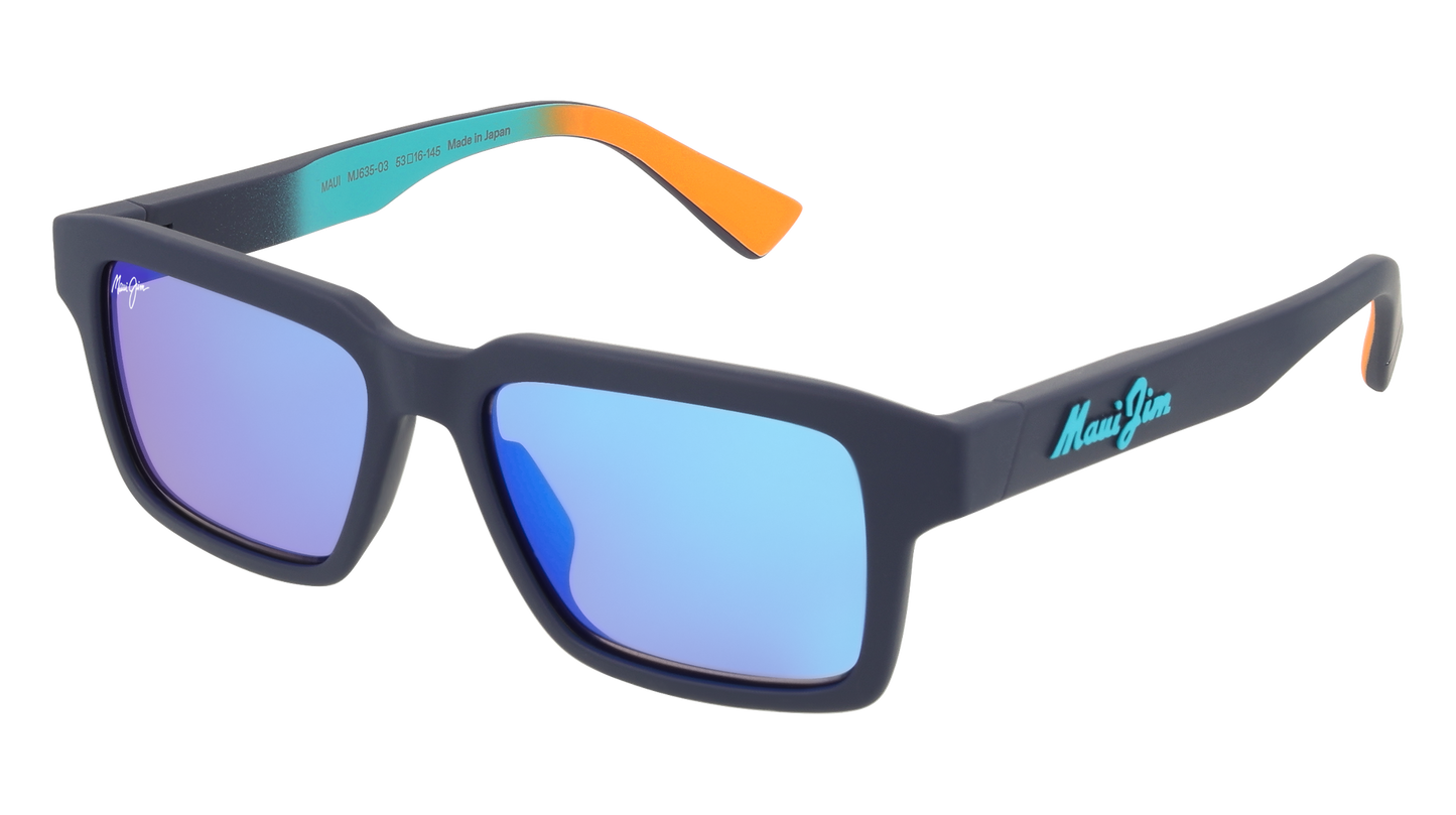 Men's Maui Jim Kahiko Polarized Sunglasses Matte Dark Blue/Blue Hawaii
