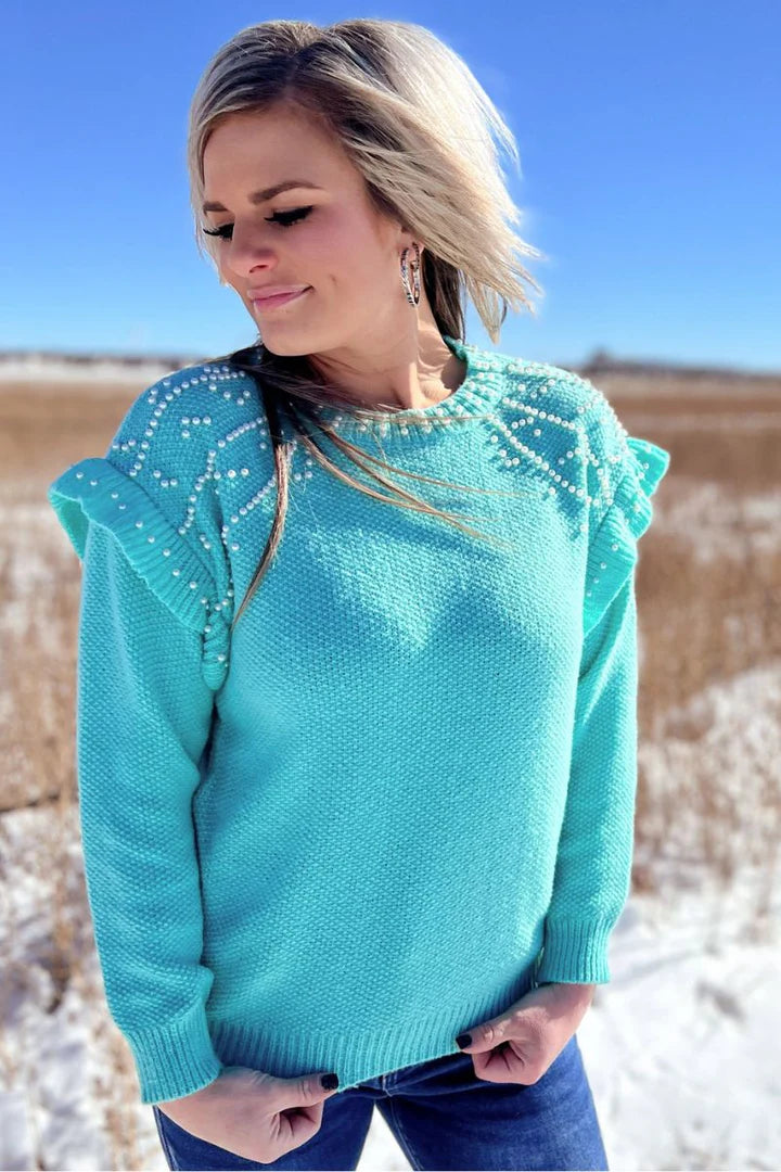 You Are the Pearl Sweater Turquoise
