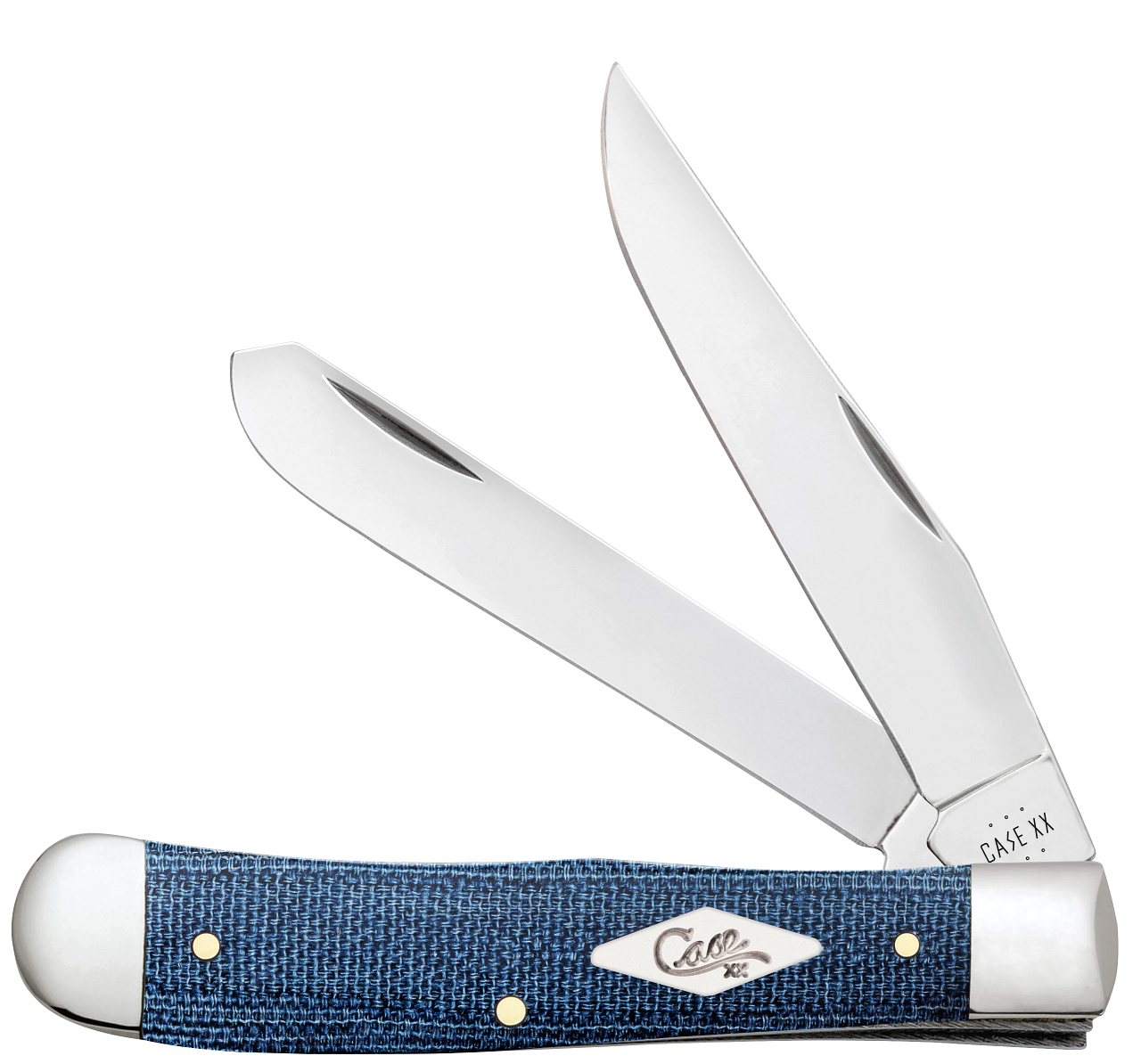 Case Xx Knives Trapper Blue Denim Canvas Laminate 60510 Stainless Pocket Knife