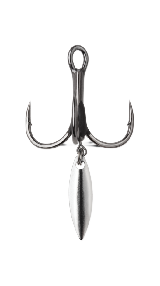 VMC - Bladed Hybrid Treble Short Fishing Hook 2-Pack - 4 - Black Nickel
