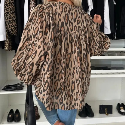Leopard Print Loose Long-Sleeved Shirt
