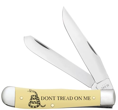Case XX Knives  Don T Tread on Me  Trapper 6089 Yellow Delrin Stainless Steel Pocket Knife
