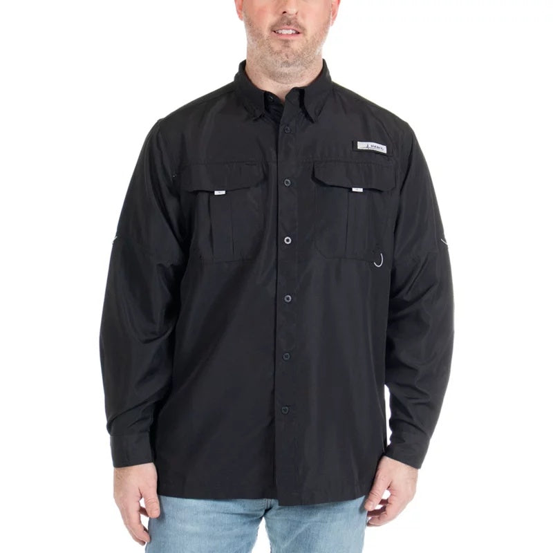 Habit Men's Fourche Mountain River Guide Long Sleeve Fishing Shirt Ensign Blue, X-Large