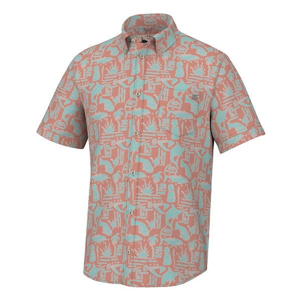 HUK Men's Tiki Beach Kona Button-Down Shirt