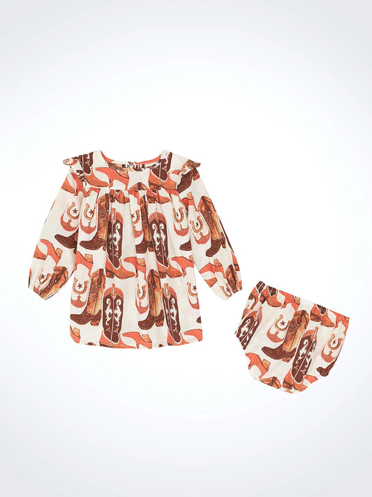 Little Girl's Western Print Trapeze Dress
