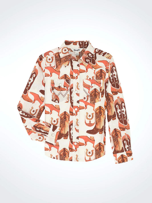 Girl's Bold Print Western Snap Shirt
