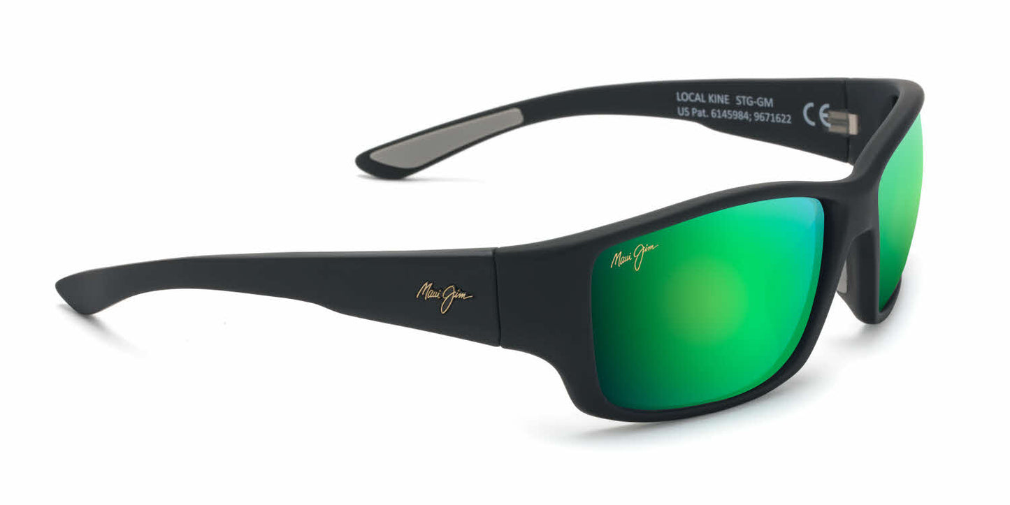 Maui Jim Local Kine Sunglasses 27M - Soft Black with Dark Transparent Green and Light Transparent Grey - Mauigreen Unisex Rectangle