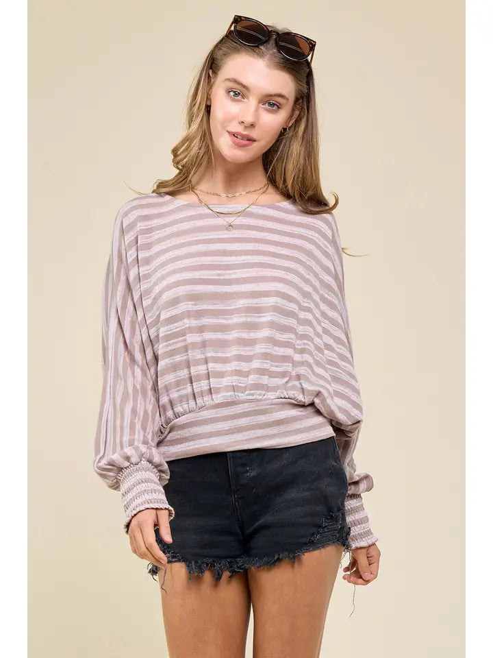 Doe and Rae - Dolman Stripe Crop Top