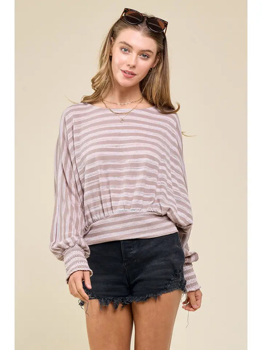 Doe and Rae - Dolman Stripe Crop Top