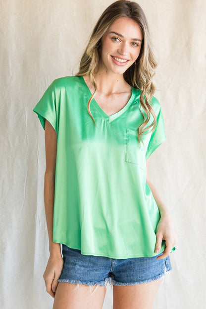 Satin Cap Sleeve Top