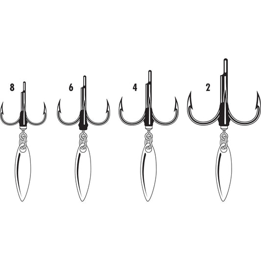 VMC Bladed Hybrid Treble Short Fishing Hook 2-Pack - 8 - Black Nickel