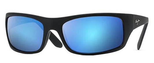 Maui Jim Peahi Sunglasses 2M - Black Matte Rubber - Blue Hawaii Unisex Rectangle