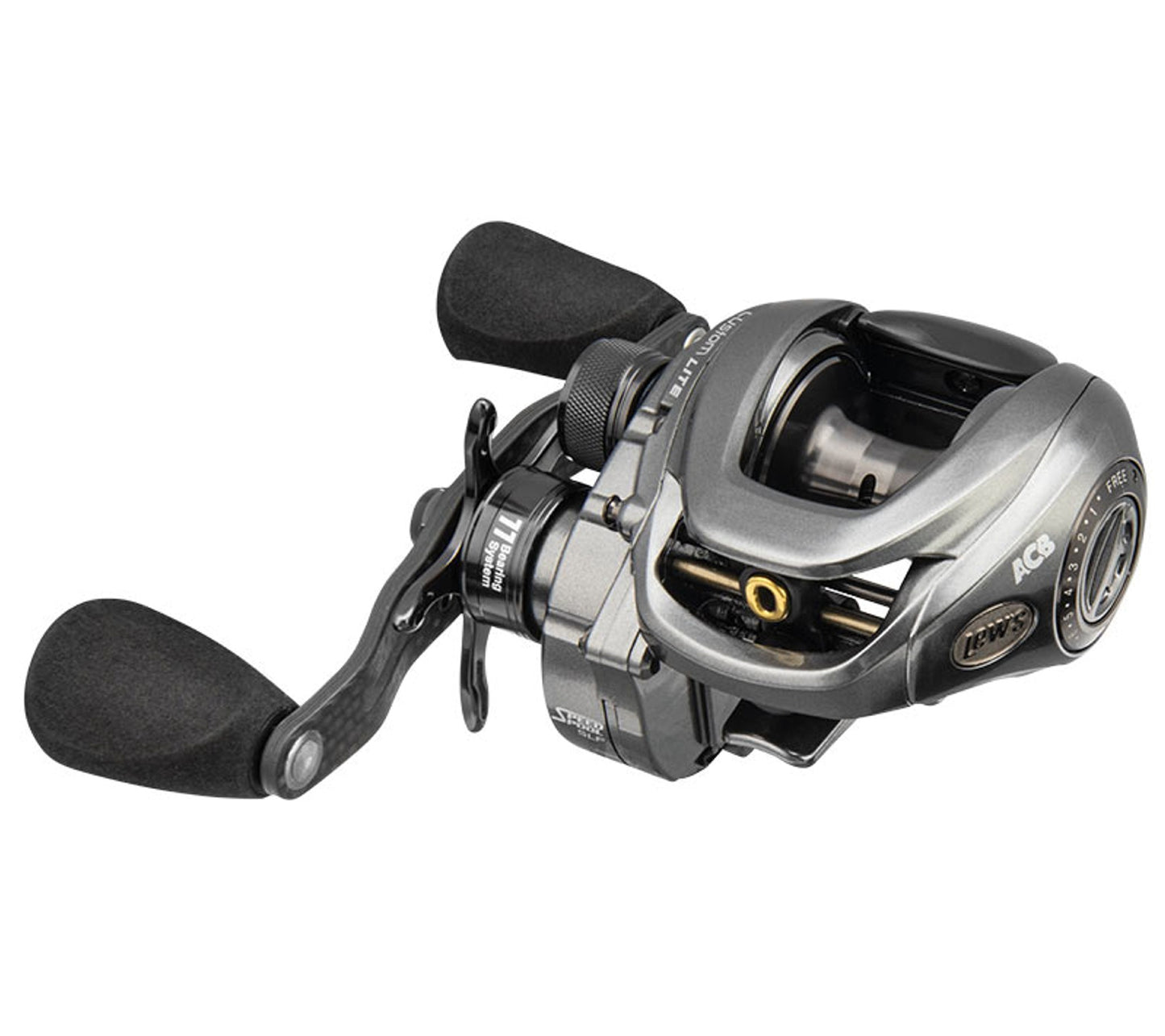 Lew S Custom Lite SLP Baitcast Fishing Reel  Right-Hand Retrieve  7.5:1 Gear Ratio  11 Bearing System with  Double Shielded Ball Bearin