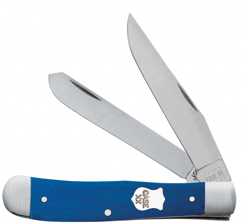 Case XX Knives Blue G-10 Trapper Satin Bolster Stainless Pocket Knife 16740