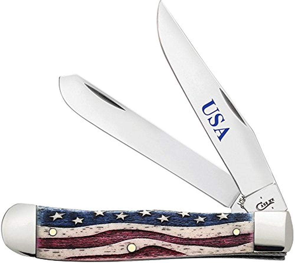 Case Star Spangled - Embellished Smooth Natural Bone Trapper Blade 6254 SS 64132