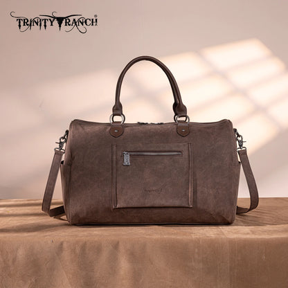 Trinity Ranch Floral Aztec Tooled Collection Weekender Bag Coffee