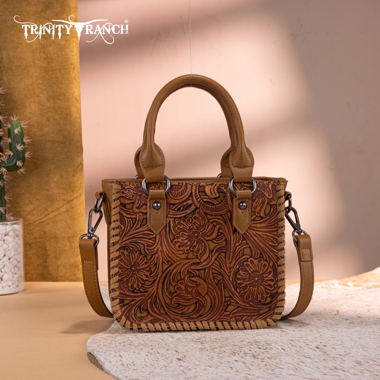 Trinity Ranch Floral Tooled Collection Mini Tote