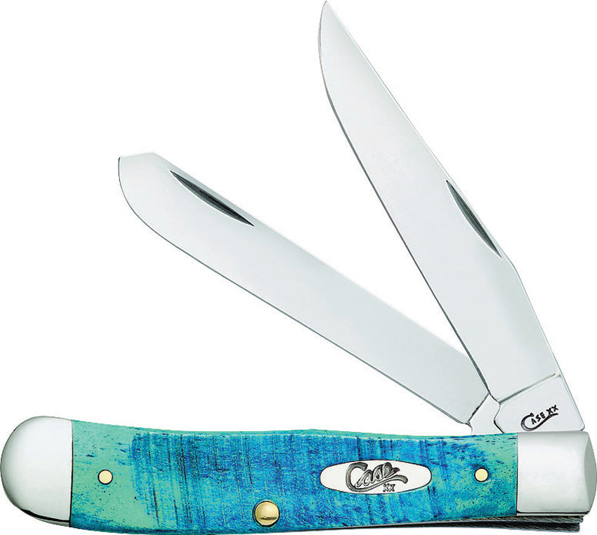 Case XX Trapper Clip  Spey Blade Sawcut Jig Caribbean Blue Bone Handle -25592