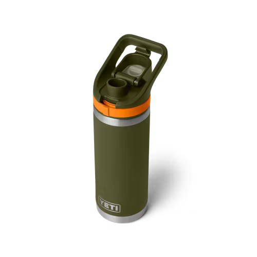 YETI - Rambler 18oz Water Bottle w/Color-Blocked Flip Chug Cap - Olive/King Crab Orange
