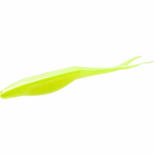 Zoom Super Fluke Freshwater Fishing Soft Bait  Chartreuse Pearl  5 1/4   10-pack