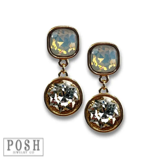 Round and Square Rhinestone Dangle Earring