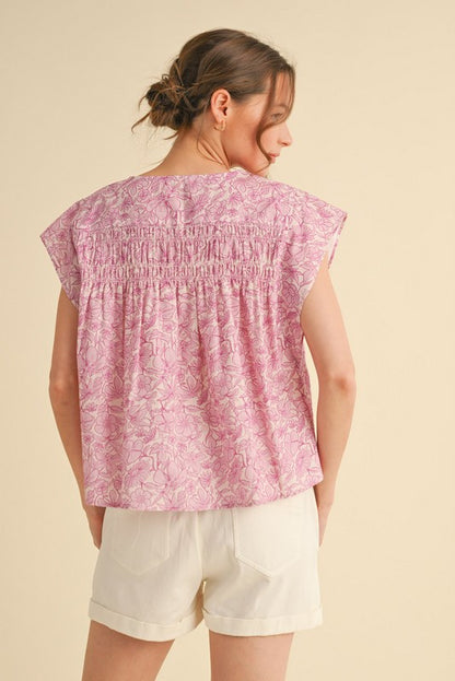 Floral Smocked Bodice Cropped Top