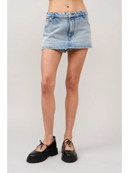 Blue B - Low Mid Rise Micro Mini Denim Skort