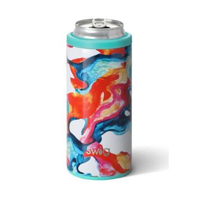 Swig Life Red,Orange,Blue Mult 12 Ounce Skinny Can Cooler- Colo Swirl