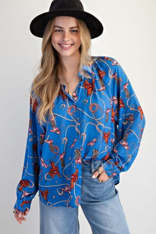 Western Printed Satin Shirt
