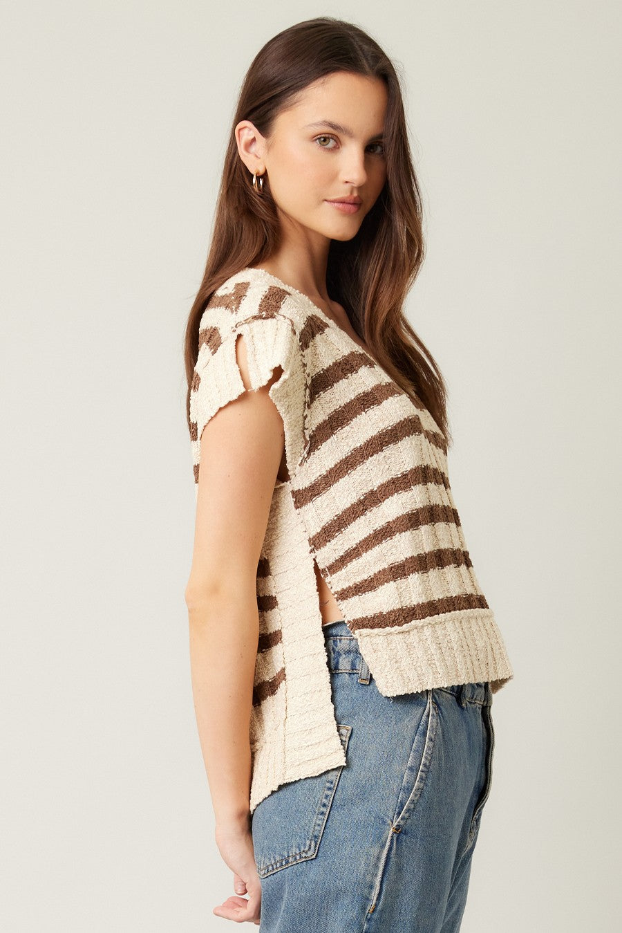 Illa Illa - Lightweight Striped Knit Short Sleeve Sweater