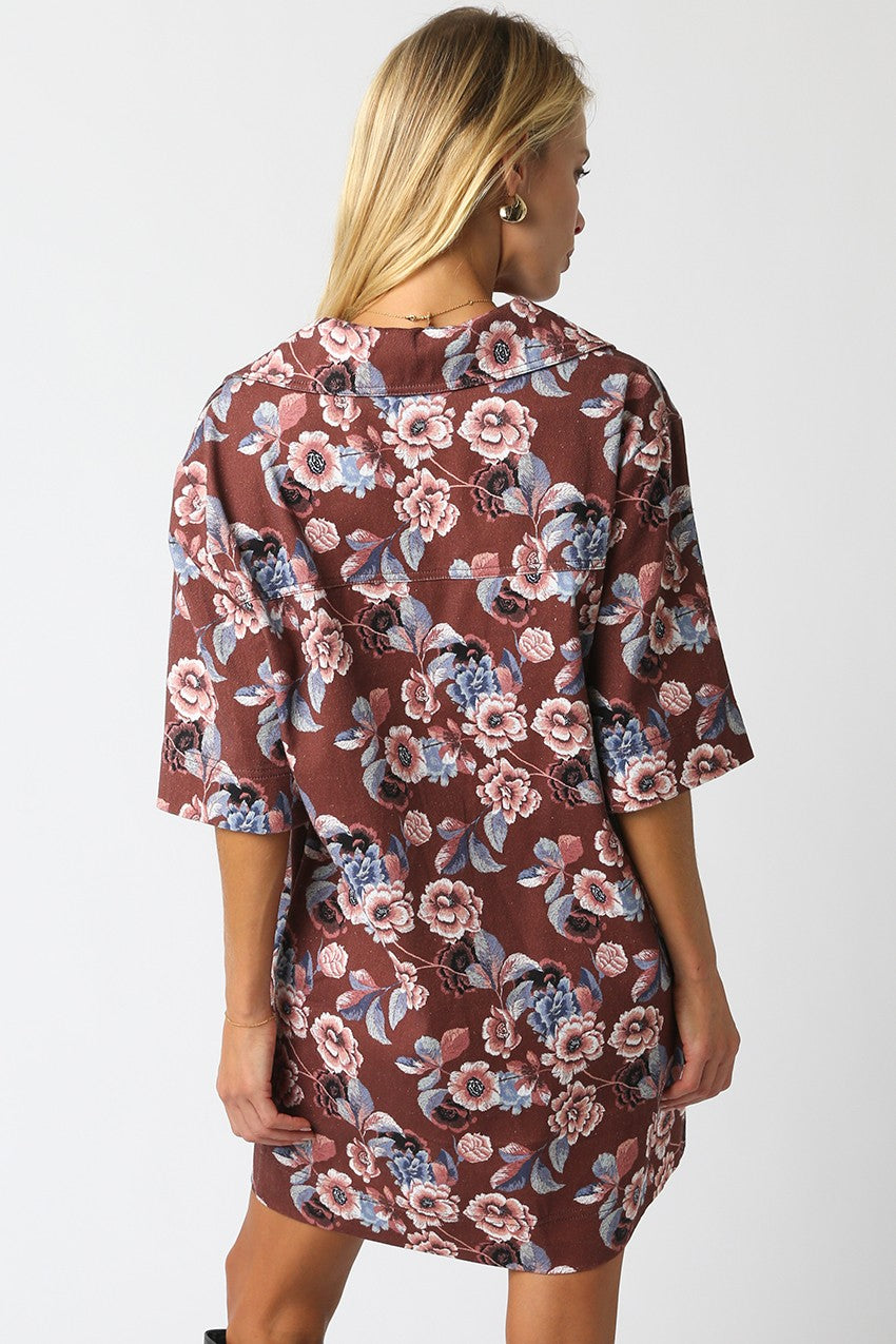 Angie Floral Twill Shift Dress