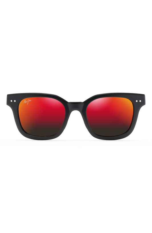 Maui Jim Square Unisex Matte Black Hawaii Lava Polarized Sunglasses - One Size