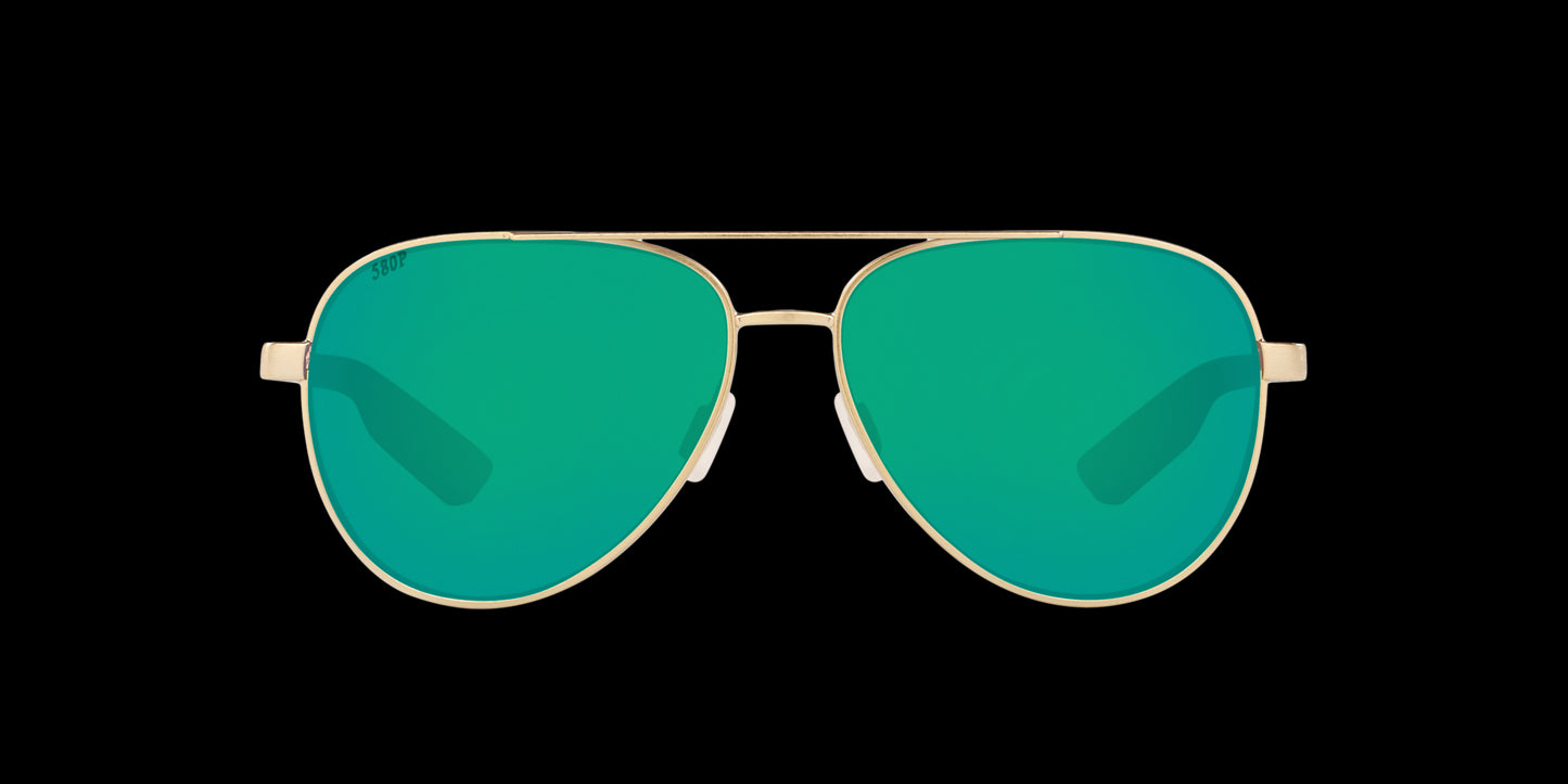Costa Peli 580P Mirror Sunglasses Gold/Dark Green - Case Sunglasses