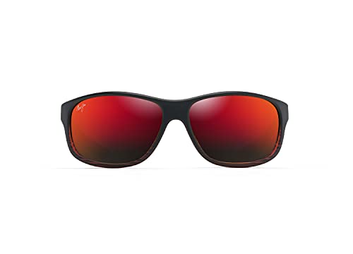 Maui Jim Kaiwi Channel Sunglasses 07C - Burgundy Stripe - Hawaii Lava Unisex Rectangle