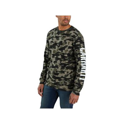 Carhartt Men's Relaxed Fit Heavyweight LS Camo Logo Graphic T-Shirt - Black Blind Duck Camo