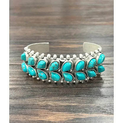 Double Layered Navajo Turquoise Cuff Bracelet
