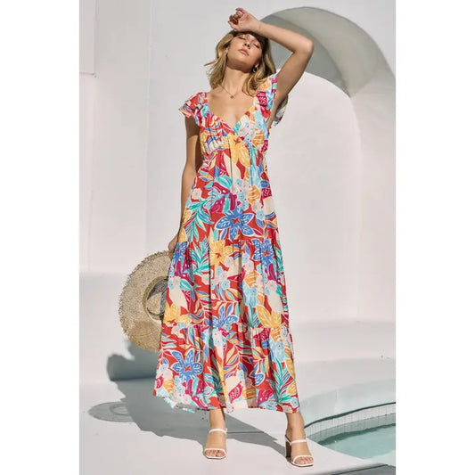 Floral Printed Tiered Maxi Dress
