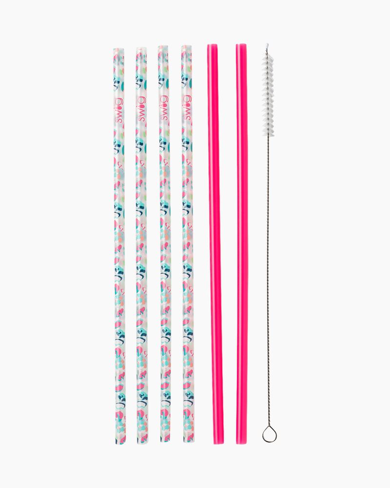 Swig 7-Pc. 10.5'' Party Animal Straight Straws & Brush Set