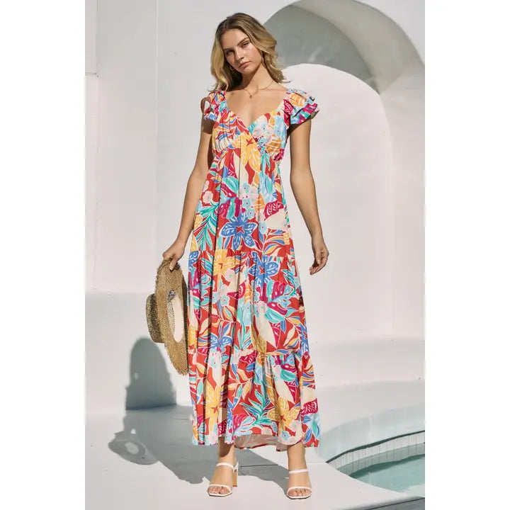 Floral Printed Tiered Maxi Dress