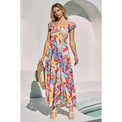 Floral Printed Tiered Maxi Dress