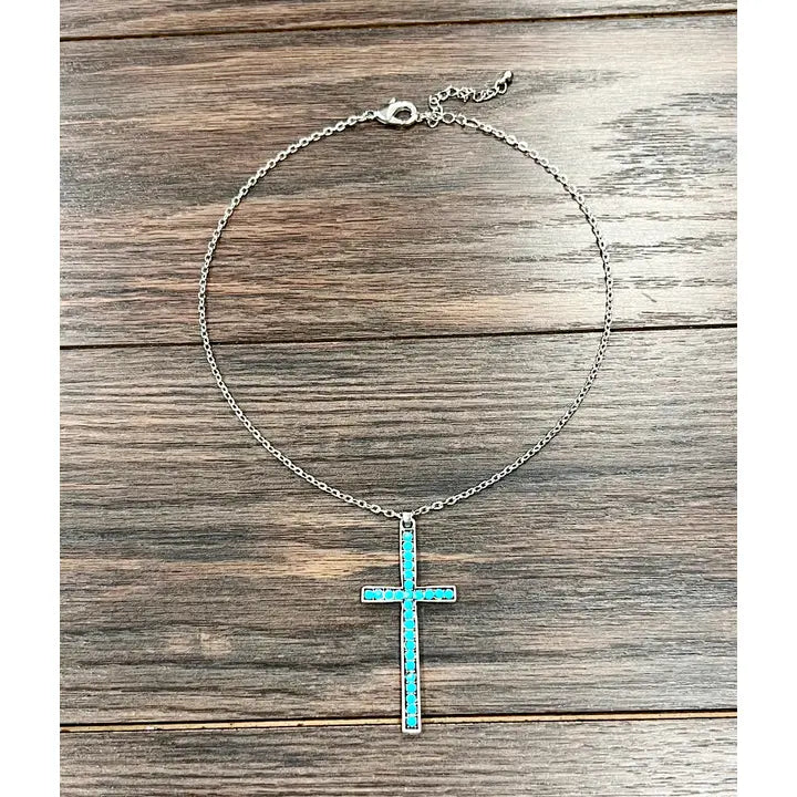 16" Crystal Cross Necklace