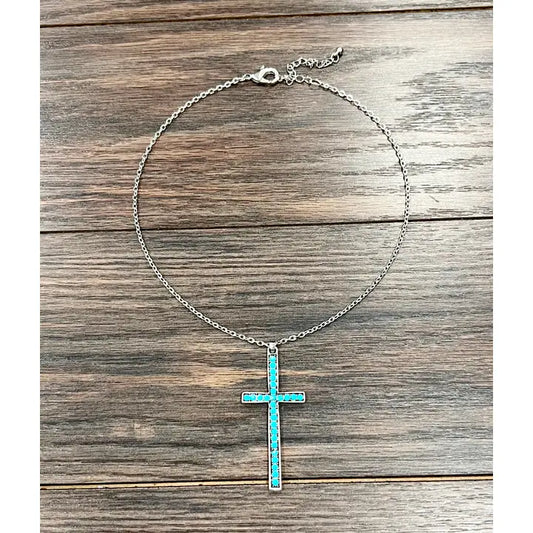 16" Crystal Cross Necklace