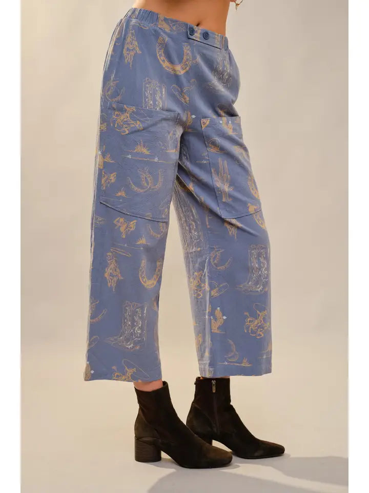 BLU - Western Motif Wide Leg Pants