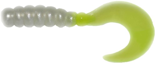 FG228 2 in. Fat Grub Pearl & Chartreuse - Pack of 10
