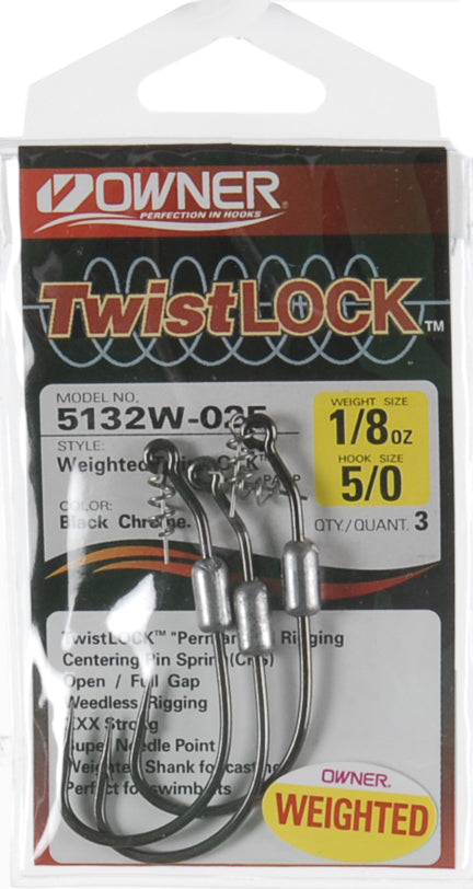 Owner Weighted Twistlock W/ Centering Pin Spring 1/8oz -5/0sz - Blk Chrome