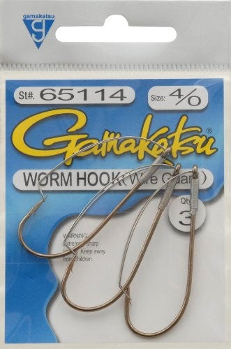 Gamakatsu Worm W/Wire Guard Bronze Size 4/0 3pk
