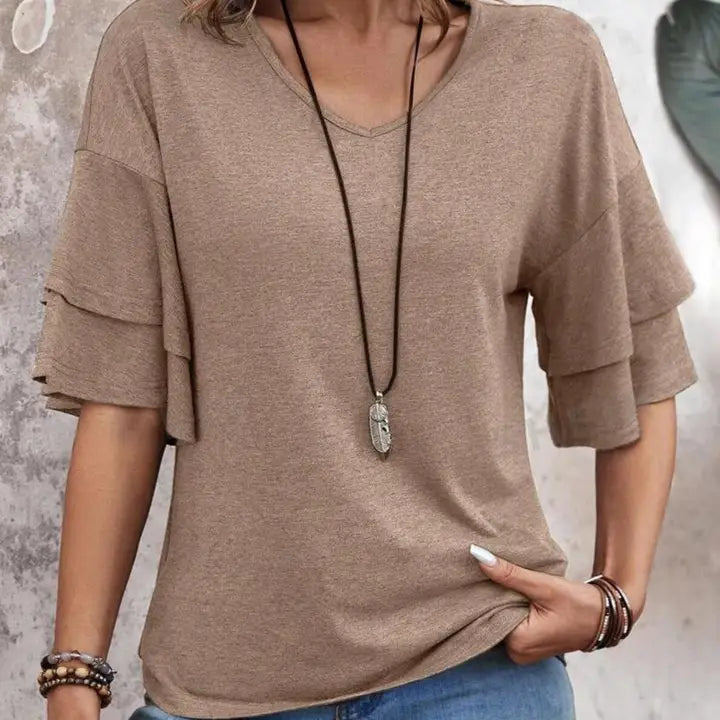 V-Neck Ruffle Top